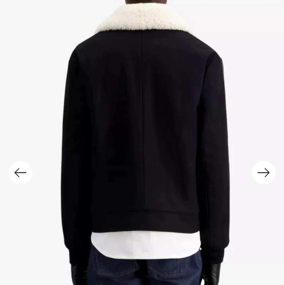 NWT $735 The Kooples Sheep Fur Detachable Collar Leather Trim Wool Jacket Coat - Picture 4 of 10